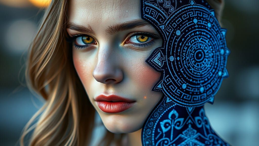 Hyperrealistic Scandinavian Goddess in Celestial Digital Art