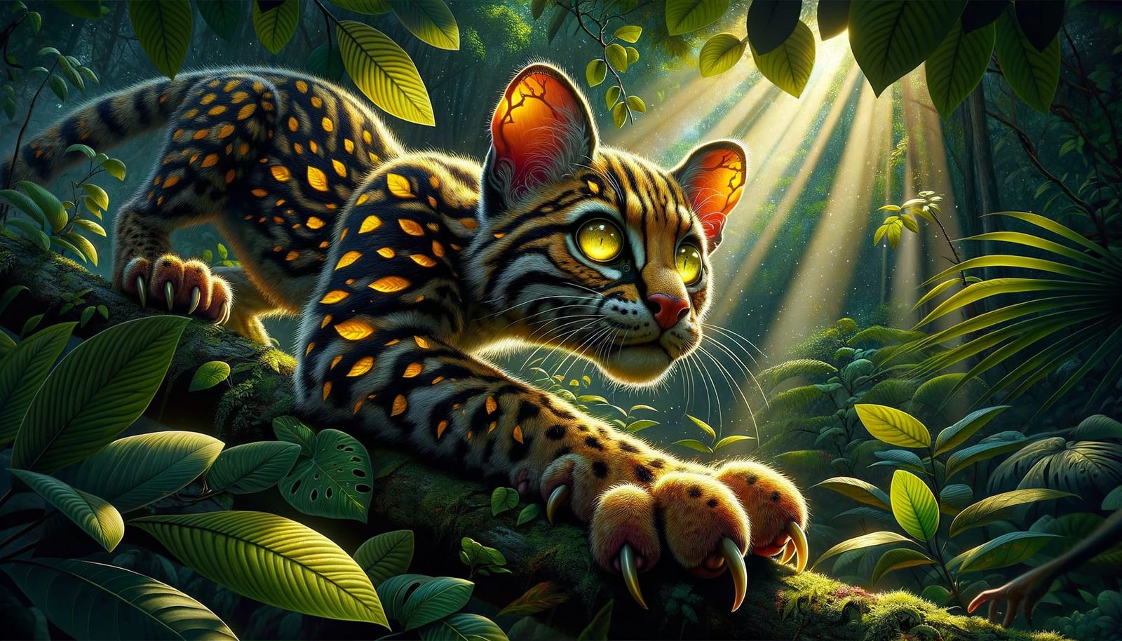 Feisty Jungle Cat Cub with Scythe Claws