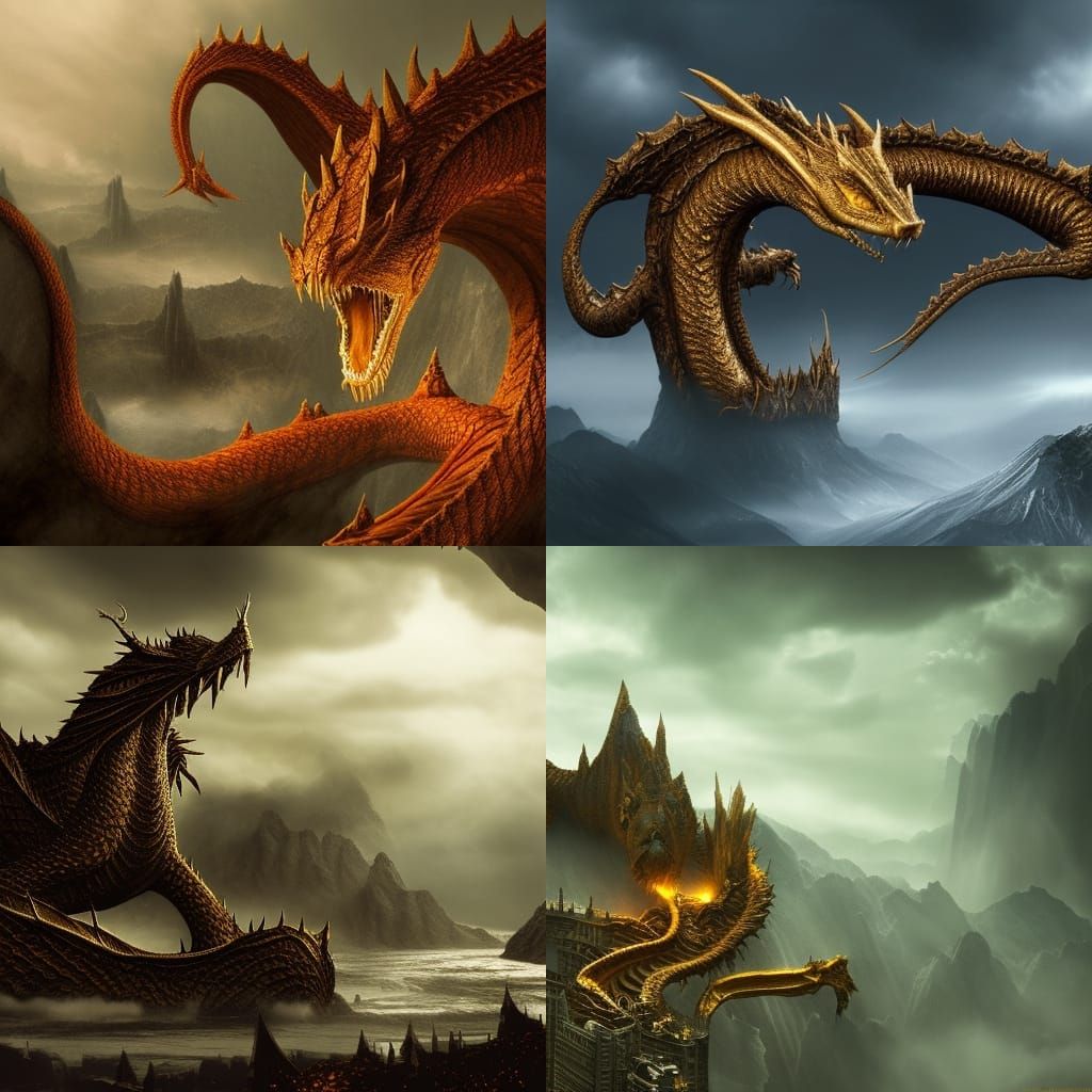 Smaug guarding his gold