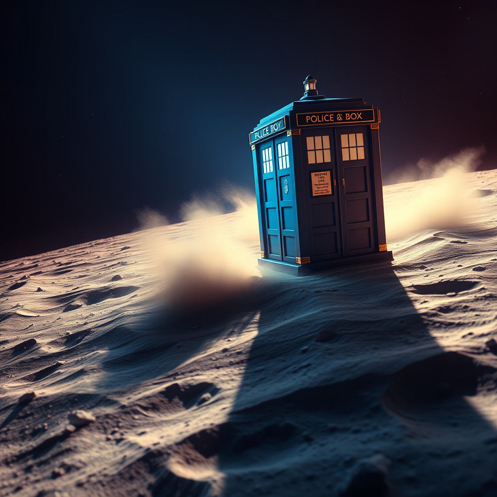 Apollo 11 Lunar Landing with Blue Police Box
