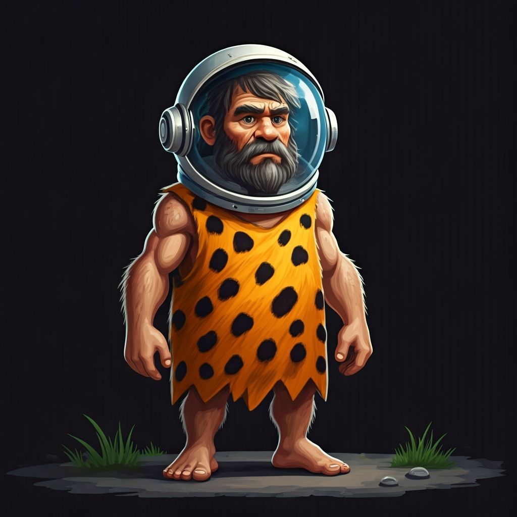 Caveman Meets Astronaut in Surreal Sci-Fi Fusion