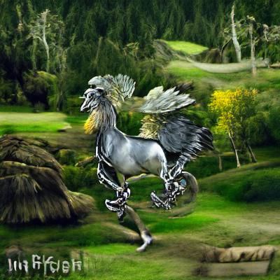 Galloping Hippogriff: Mythical Griffin Horse Hybrid