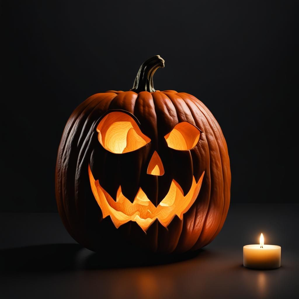 Hyperrealistic Hand Carved Pumpkin Candle