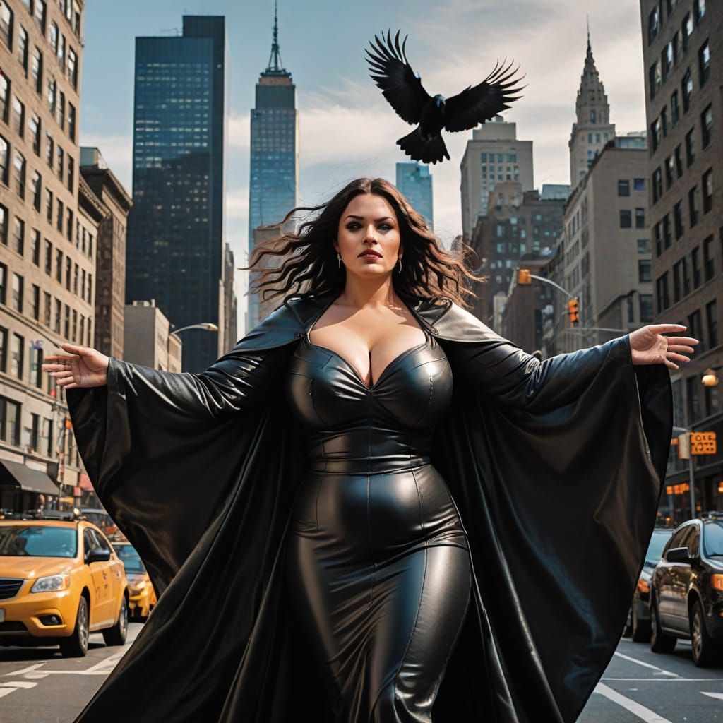 Raven Sorceress in New York City with Magic
