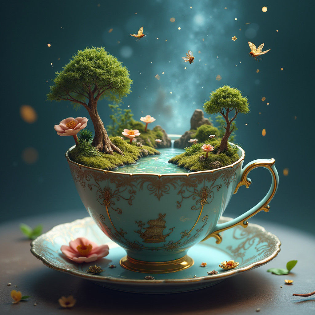 Magical Teacup World: A Surreal Fantasy Artscape