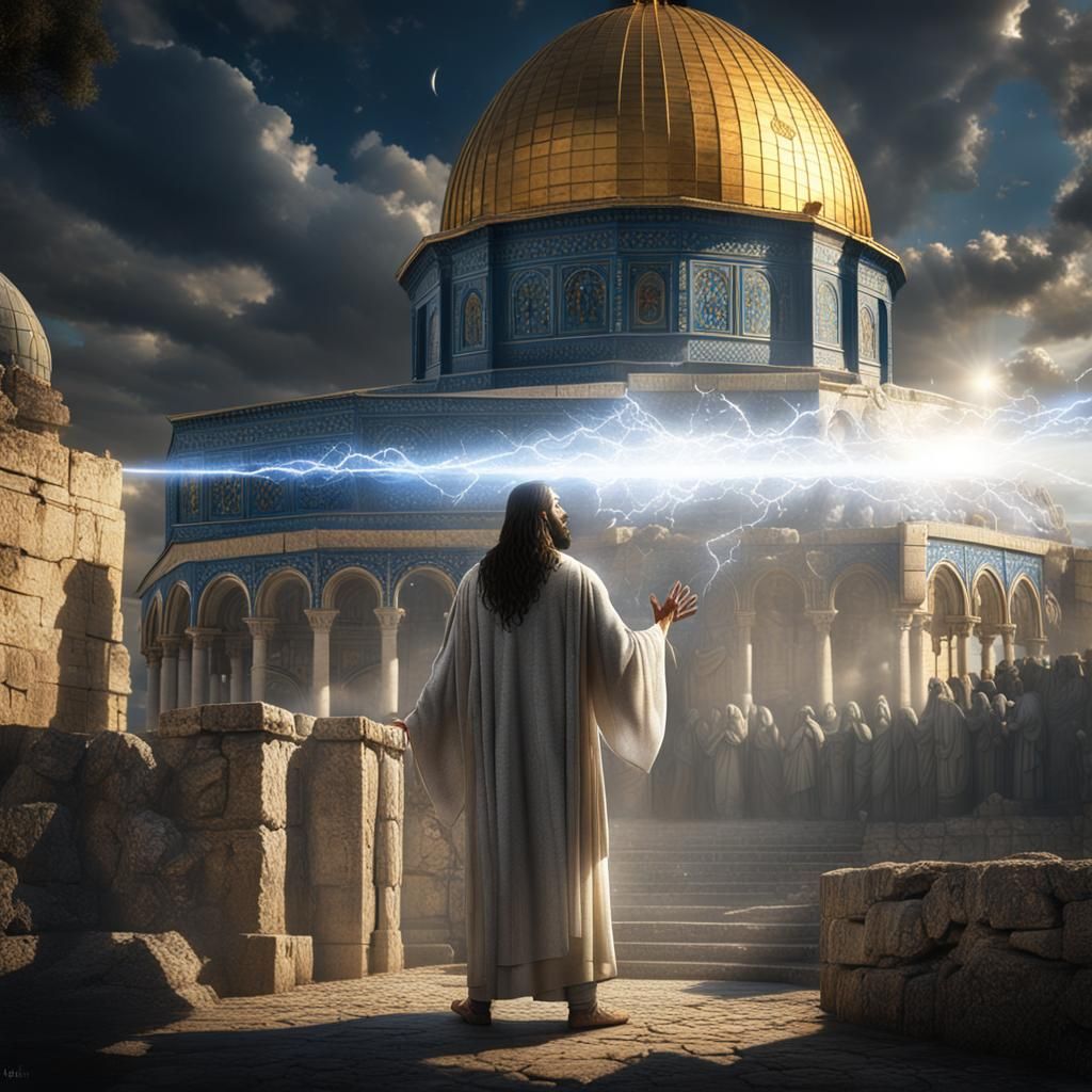 Christ's Laser Strike: Dark Fantasy Concept Art