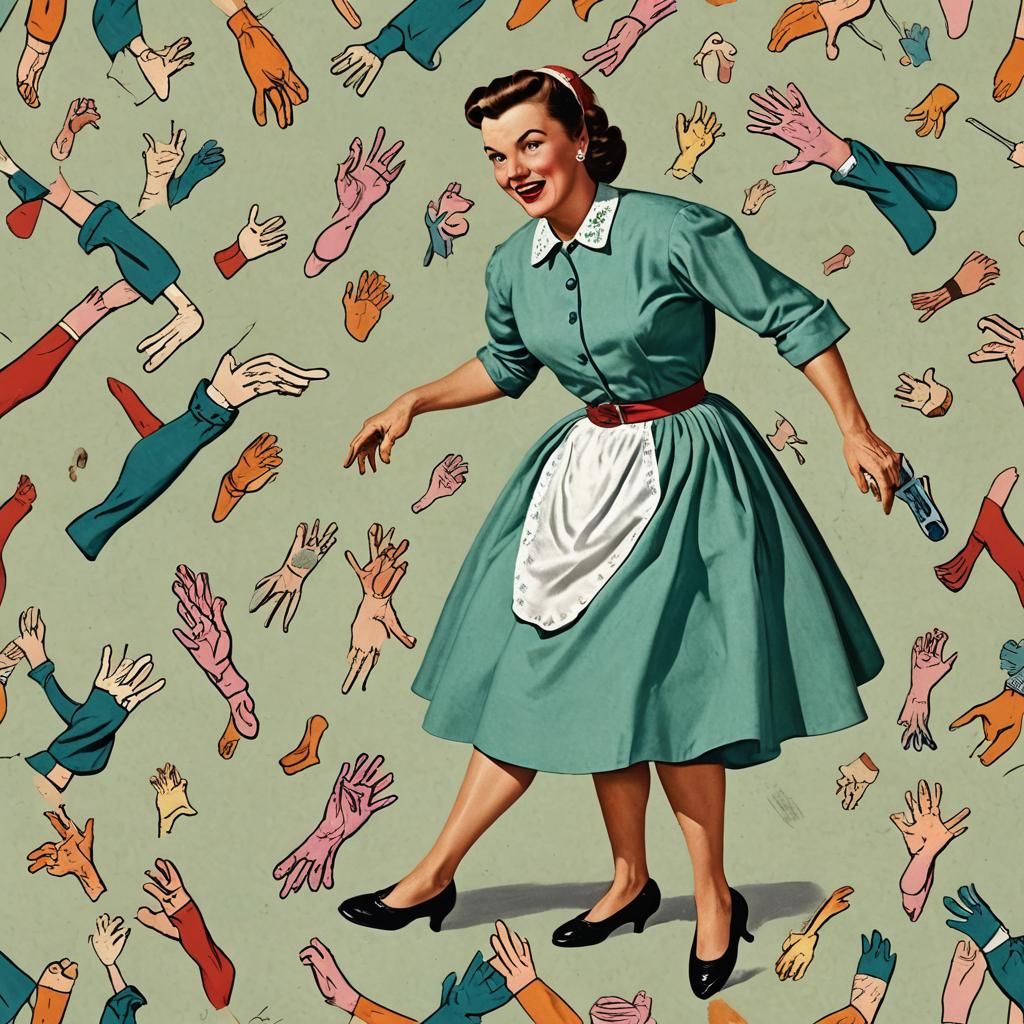 Deformed 1950s Housewife in a Hurry