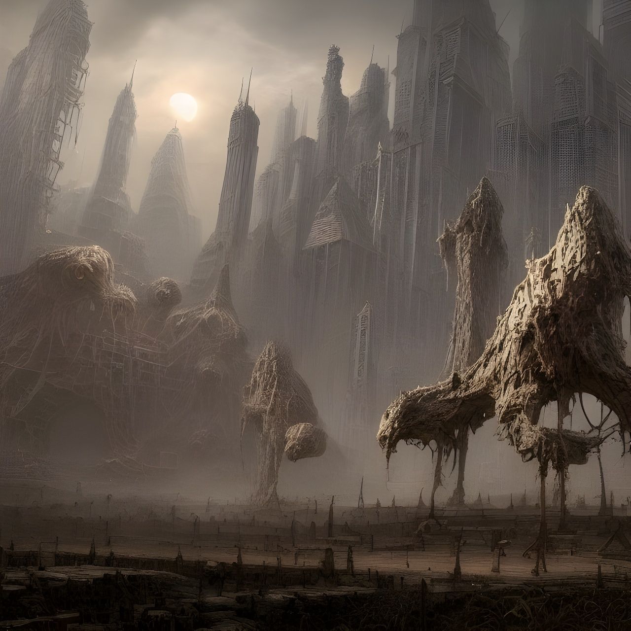 Epic Albino Ant Construction Project in Digital Art Style