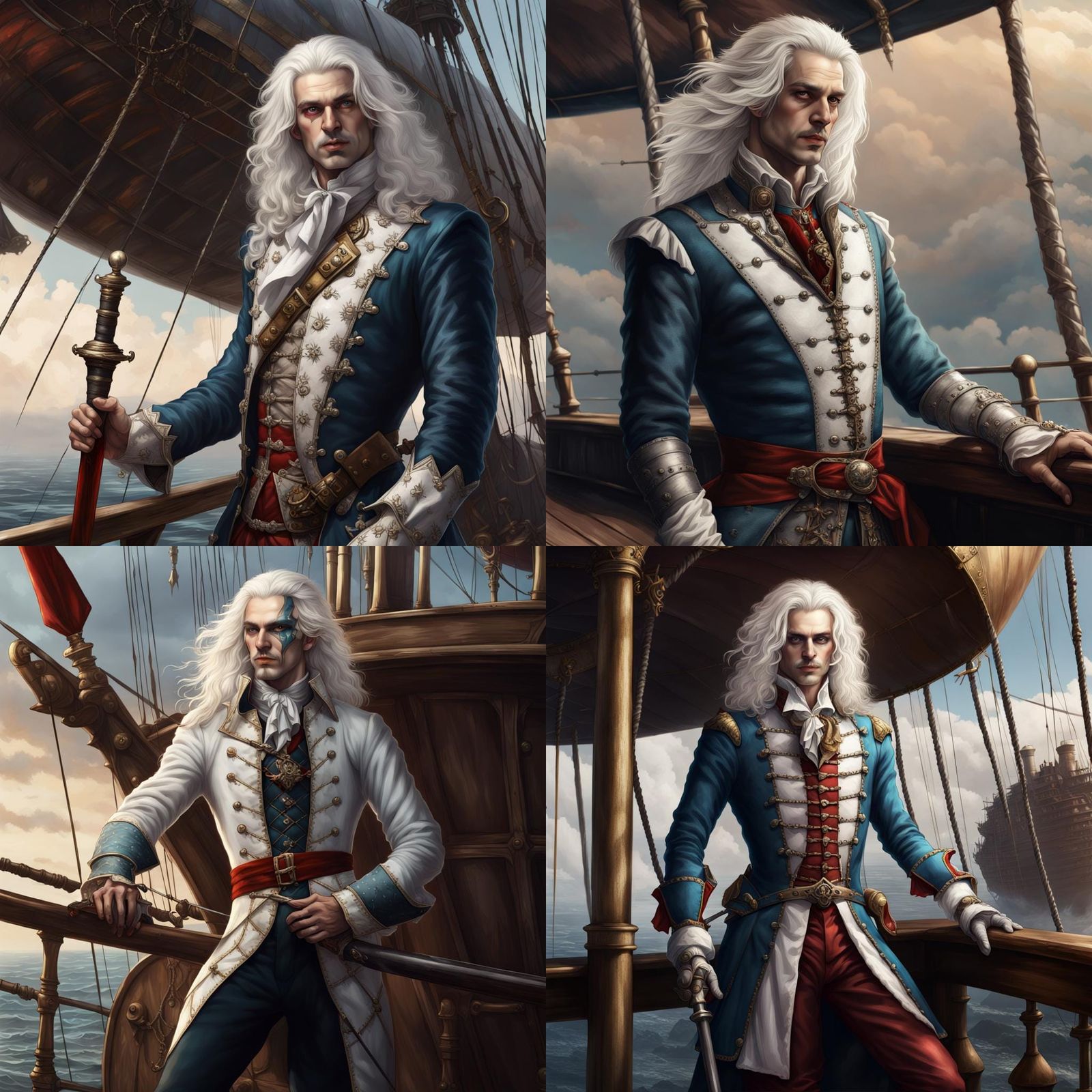 Airship Duel: Harlequin Aristocrat in Dark Fantasy Style