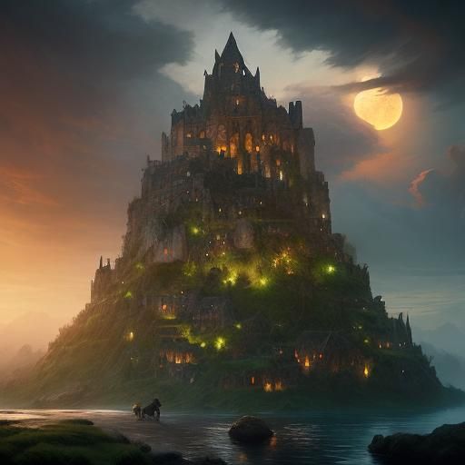 Gnome Artificer in Neolithic Village, Fantasy Concept Art