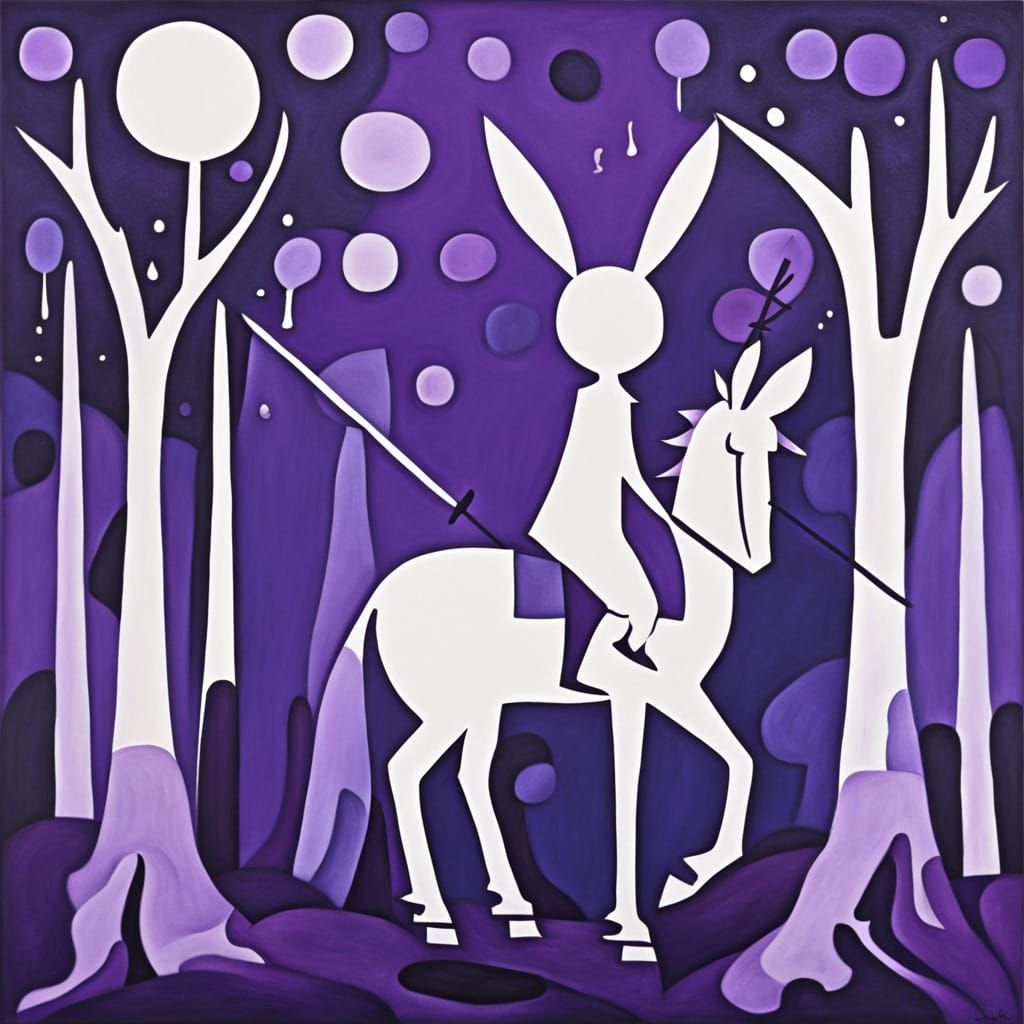 Monochromatic Elf with Staff in Enchanted Forest