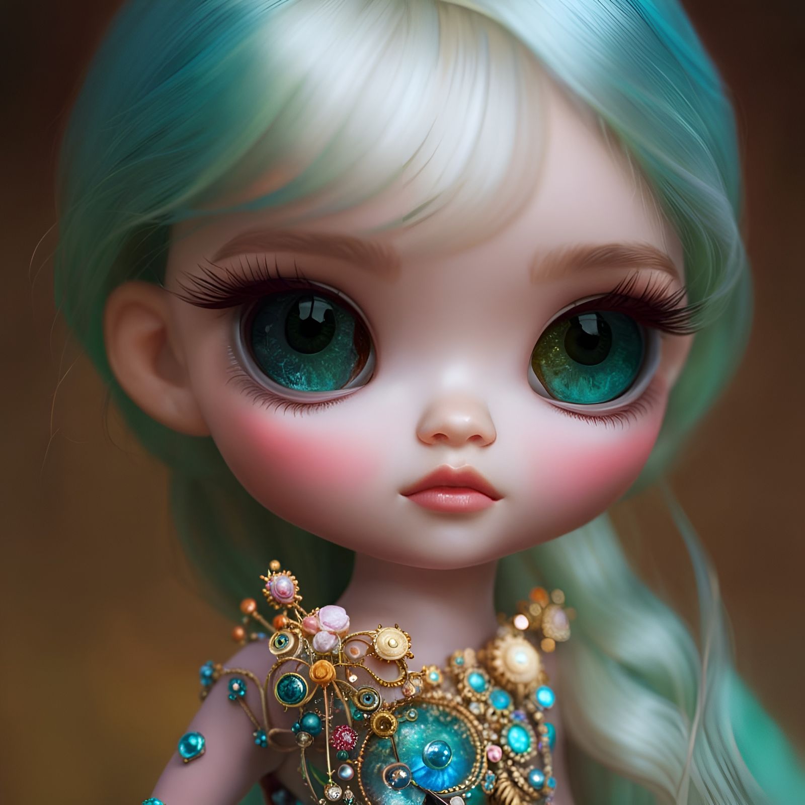 Detailed Blythe Doll Princess in Hyperdetailed Digital Paint...