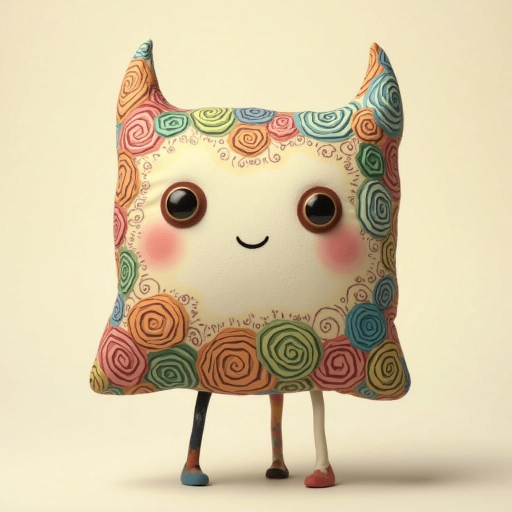 Whimsical Pillow Creature with Enchanted Smile