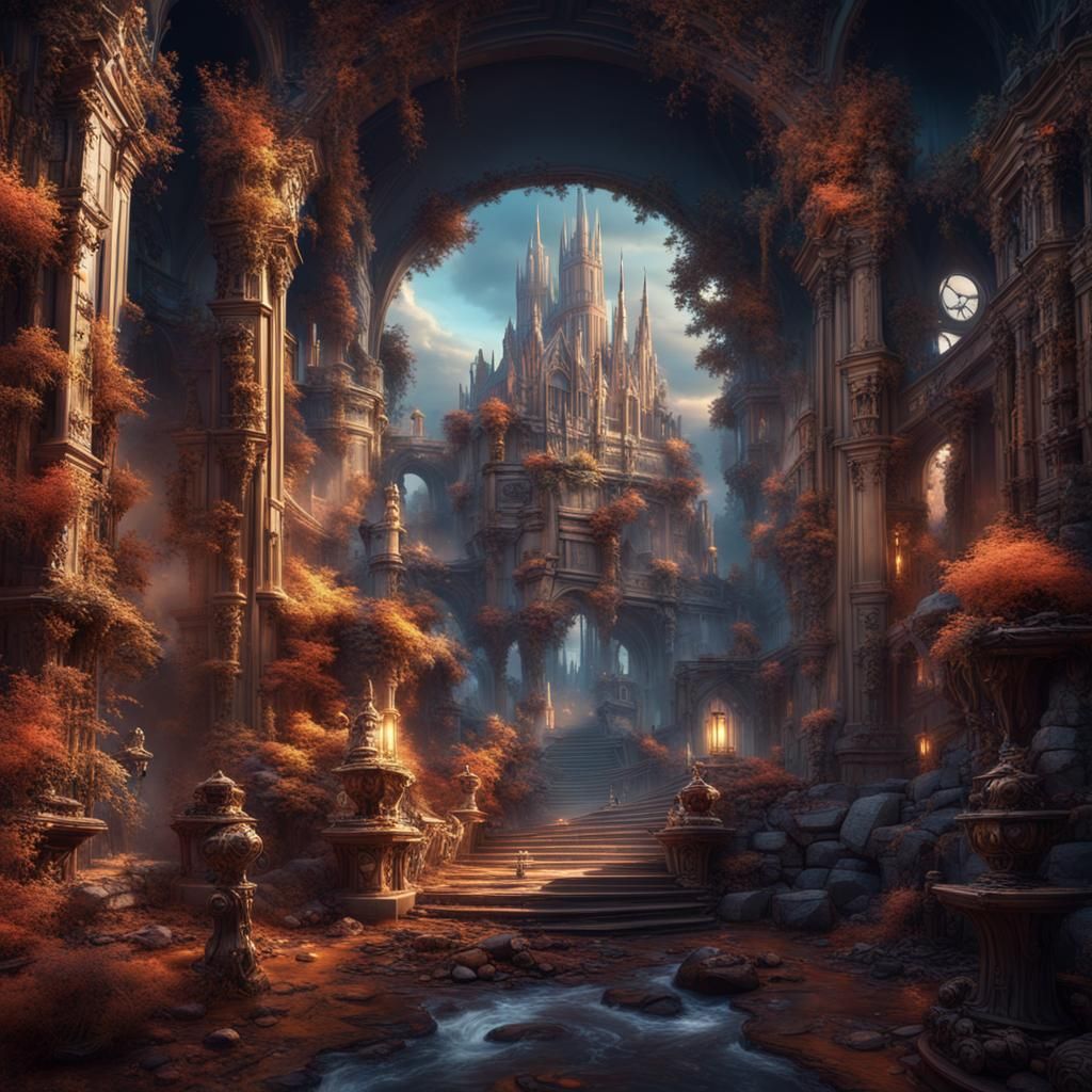 Fantastical Matte Painting in Deep Color, 8K Resolution