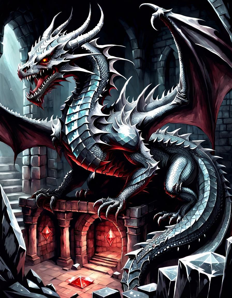 Deadly Dragon in Dark Dungeon Scene