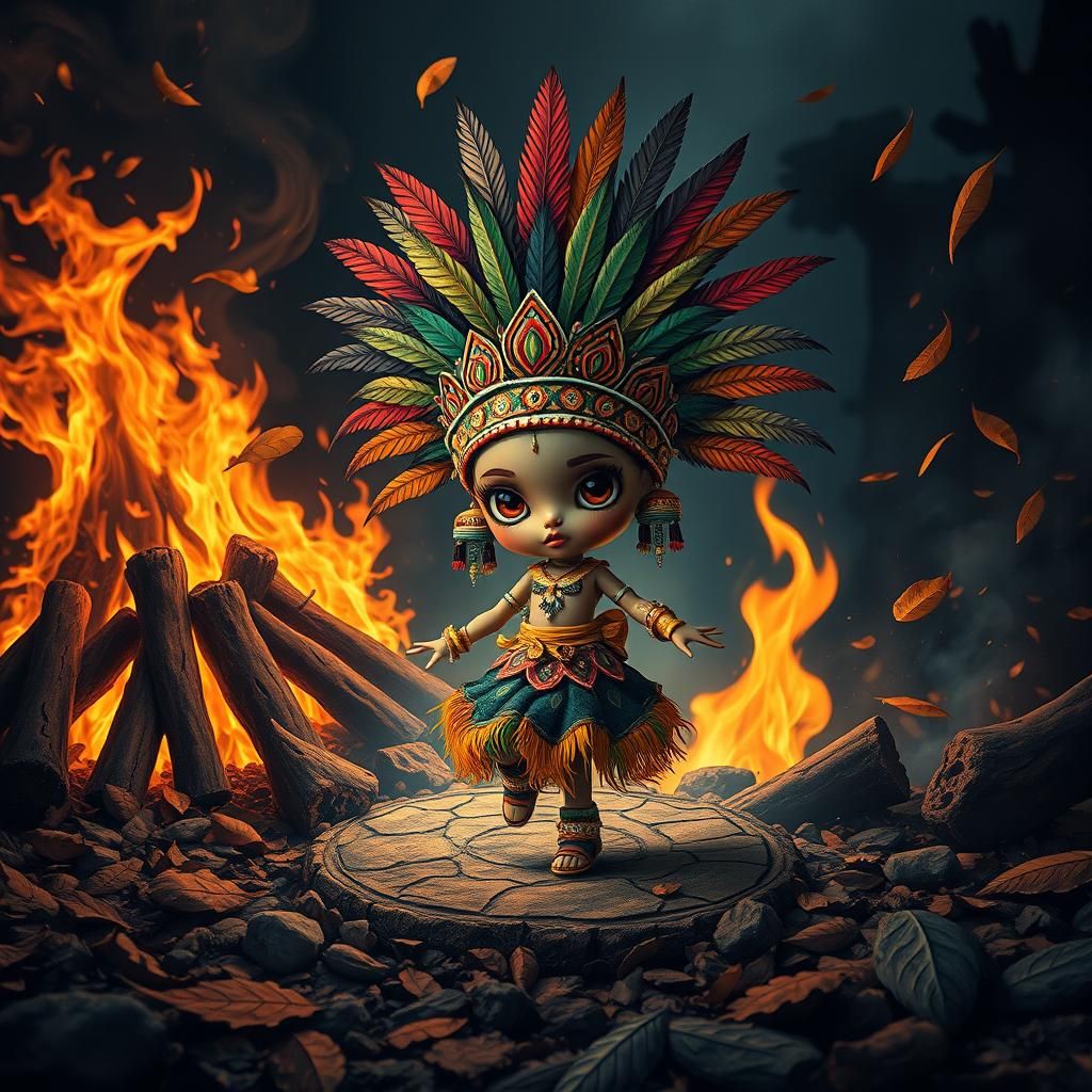 Brazilian Blythe Doll Dancing in Comic Book Style