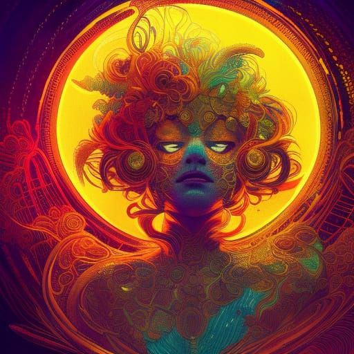 Golden Mustang Digital Painting with Luminous Colors