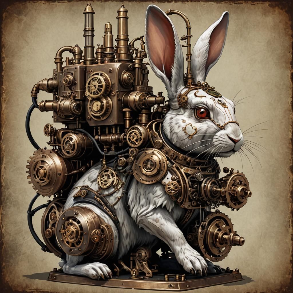 Steampunk Rabbit Mind Control Machine with Zealots