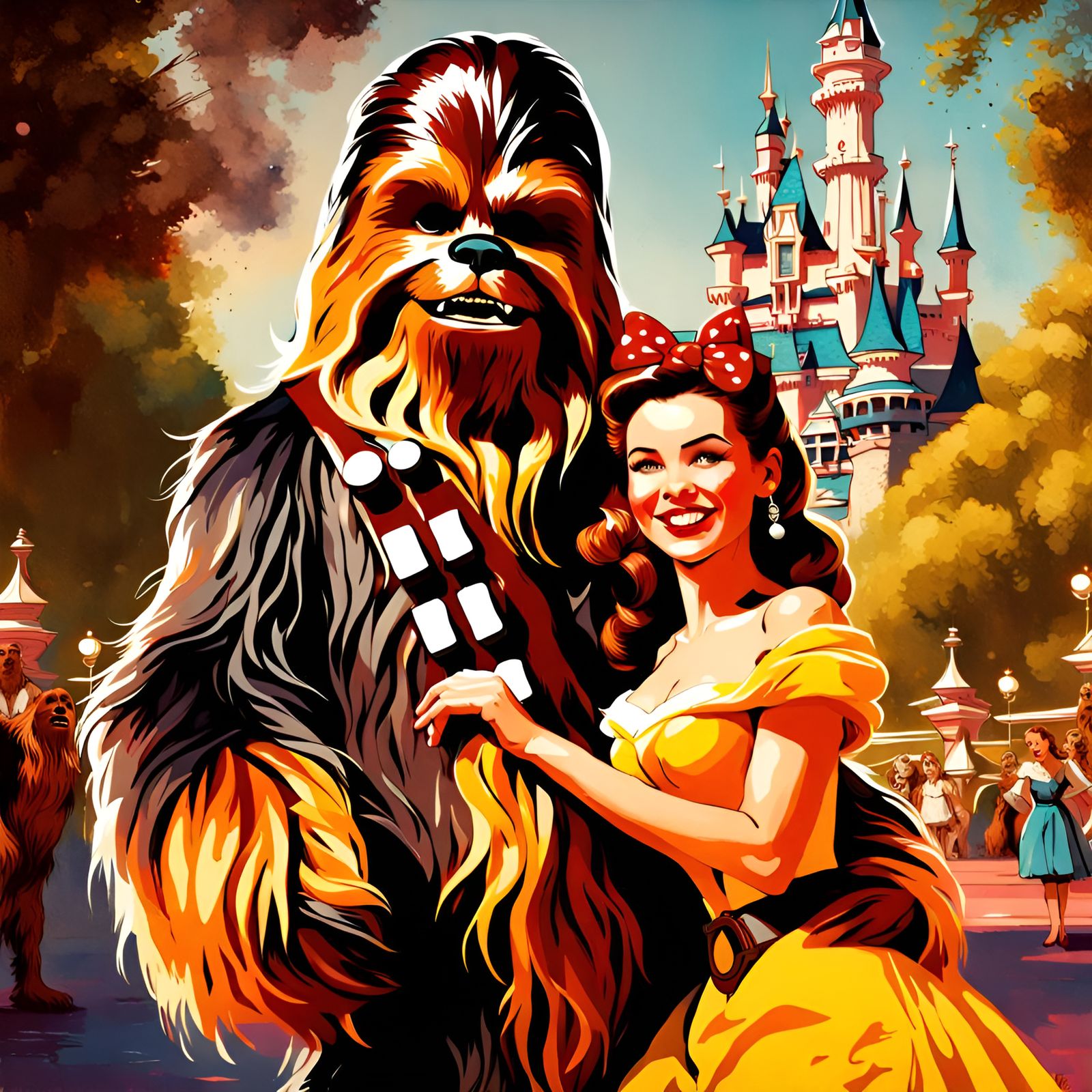 Belle and Chewbacca's Disneyland Date in Pin-Up Style