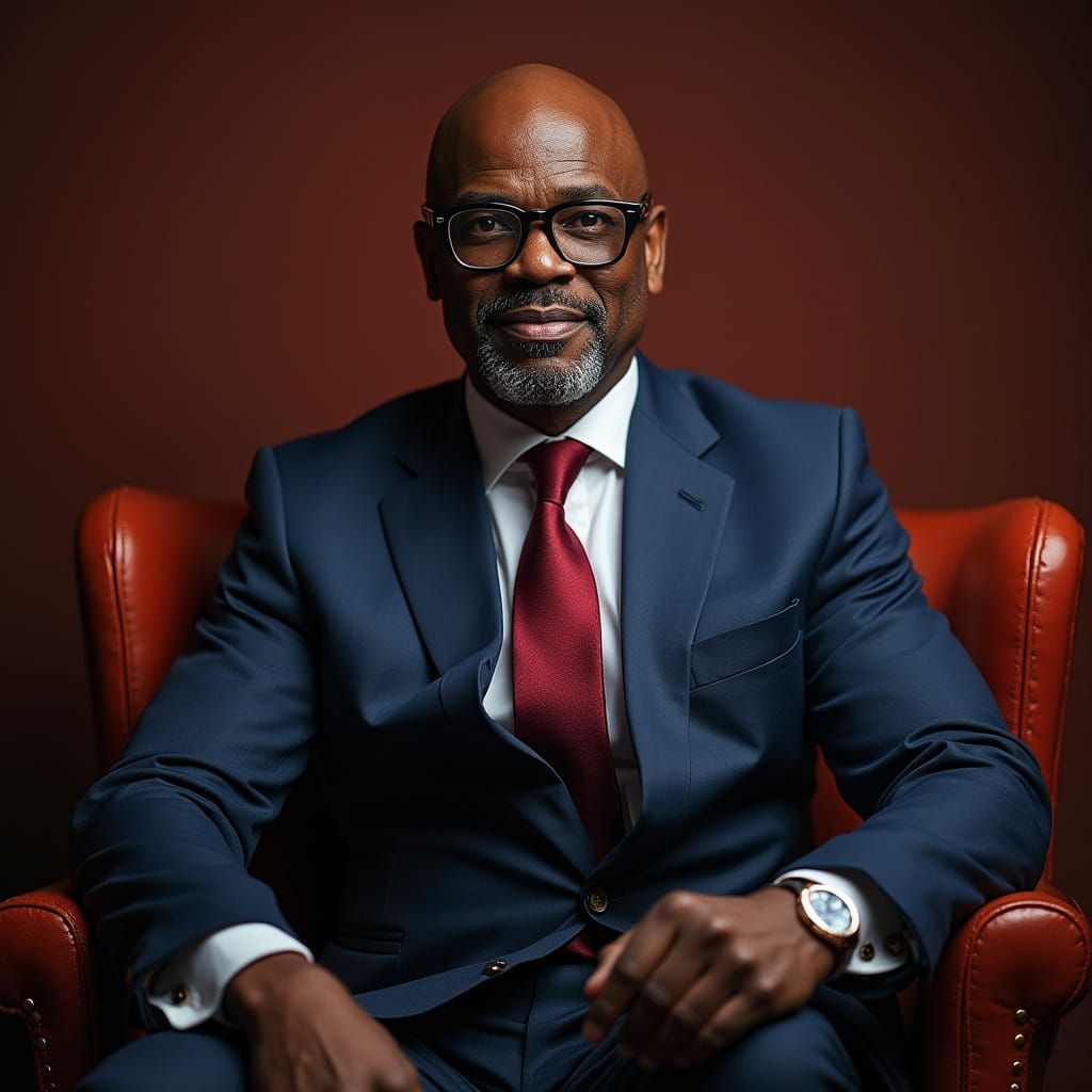 Confident Investor Portrait in Vibrant, Bold Colors