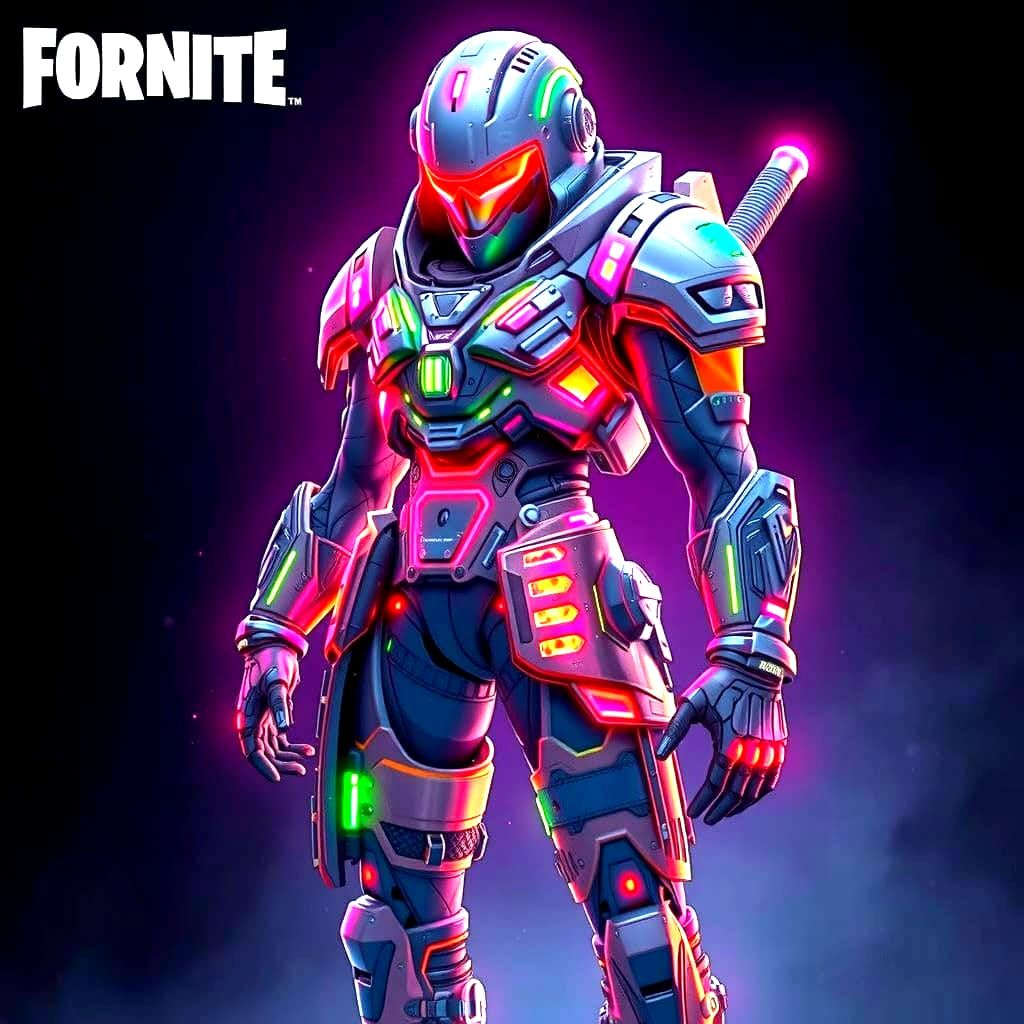 Cyberpunk Fortnite Gun in Neon-Lit Futuristic Environment