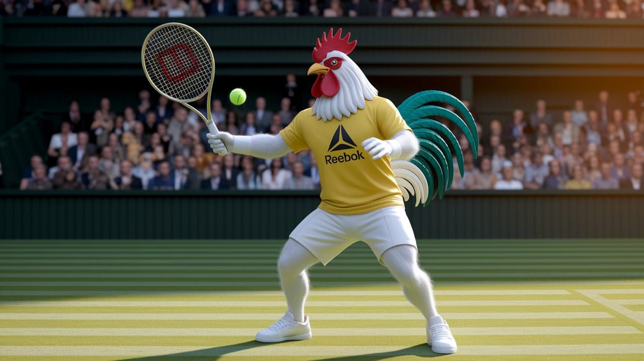 Rooster-Man Hybrid Dominates Wimbledon Tennis Court