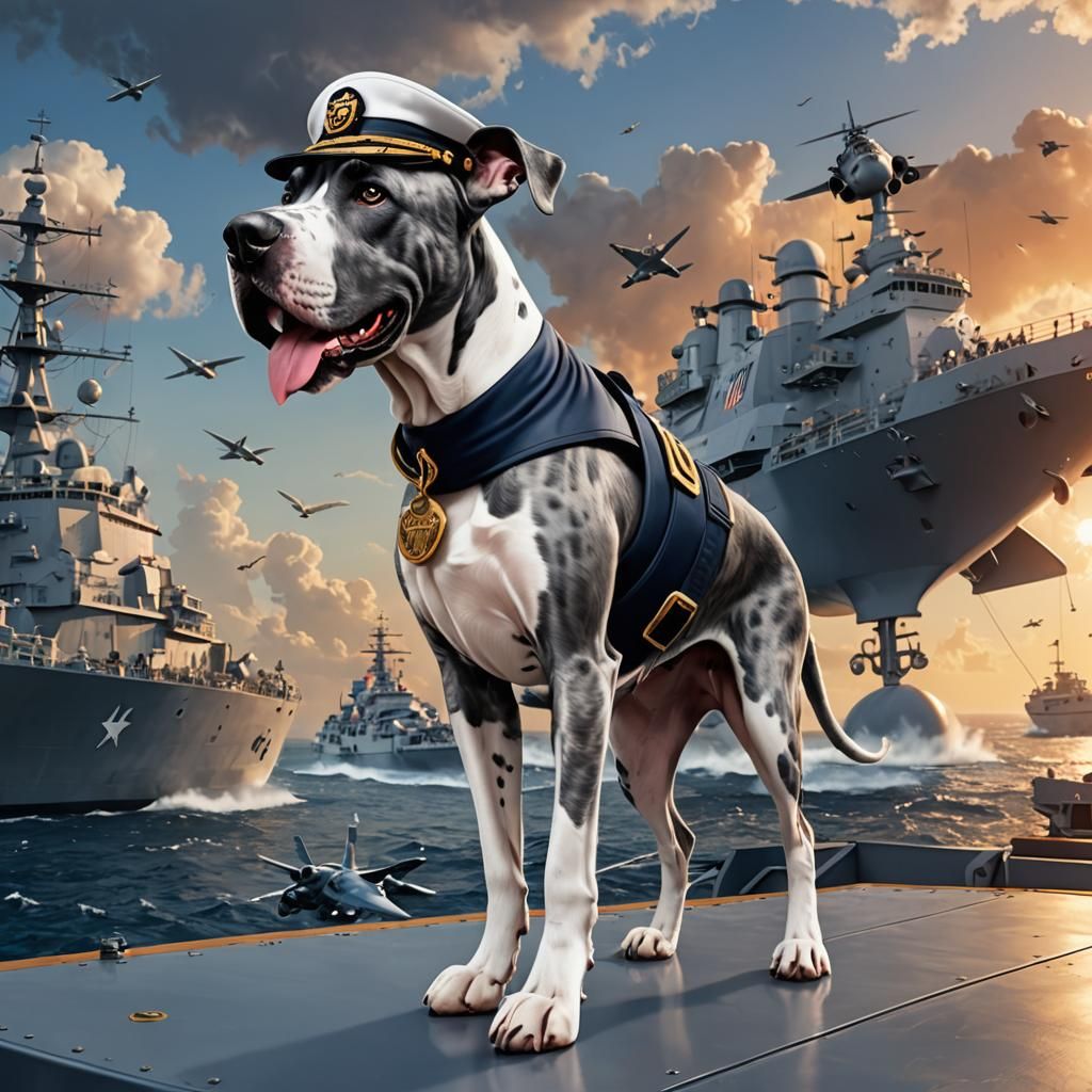 Great Dane Navy Sailor in 3D Digital Art