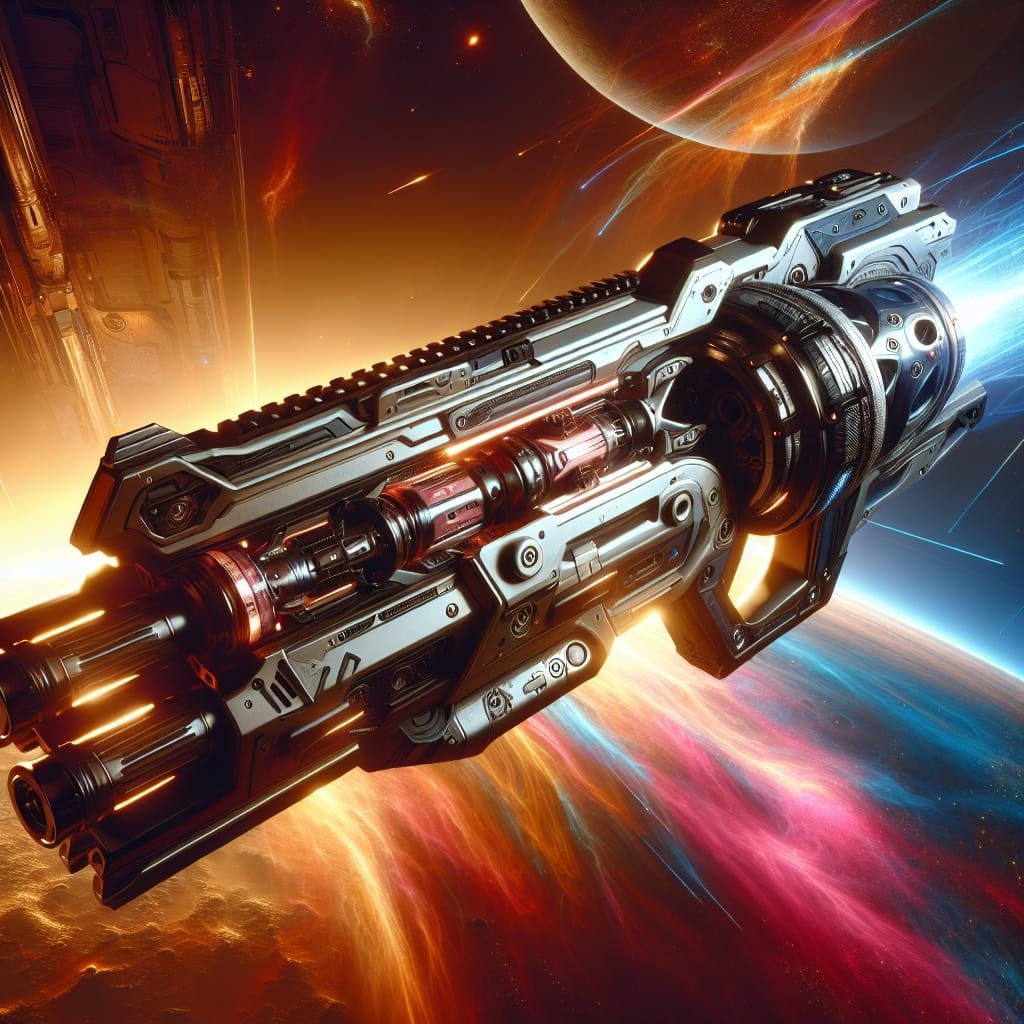 Futuristic Space Weapon in Hyperrealistic Splash Art