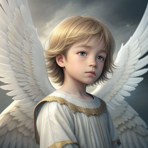Hyper-Realistic Portrait of a Gentle Angel Boy in Soft Focus