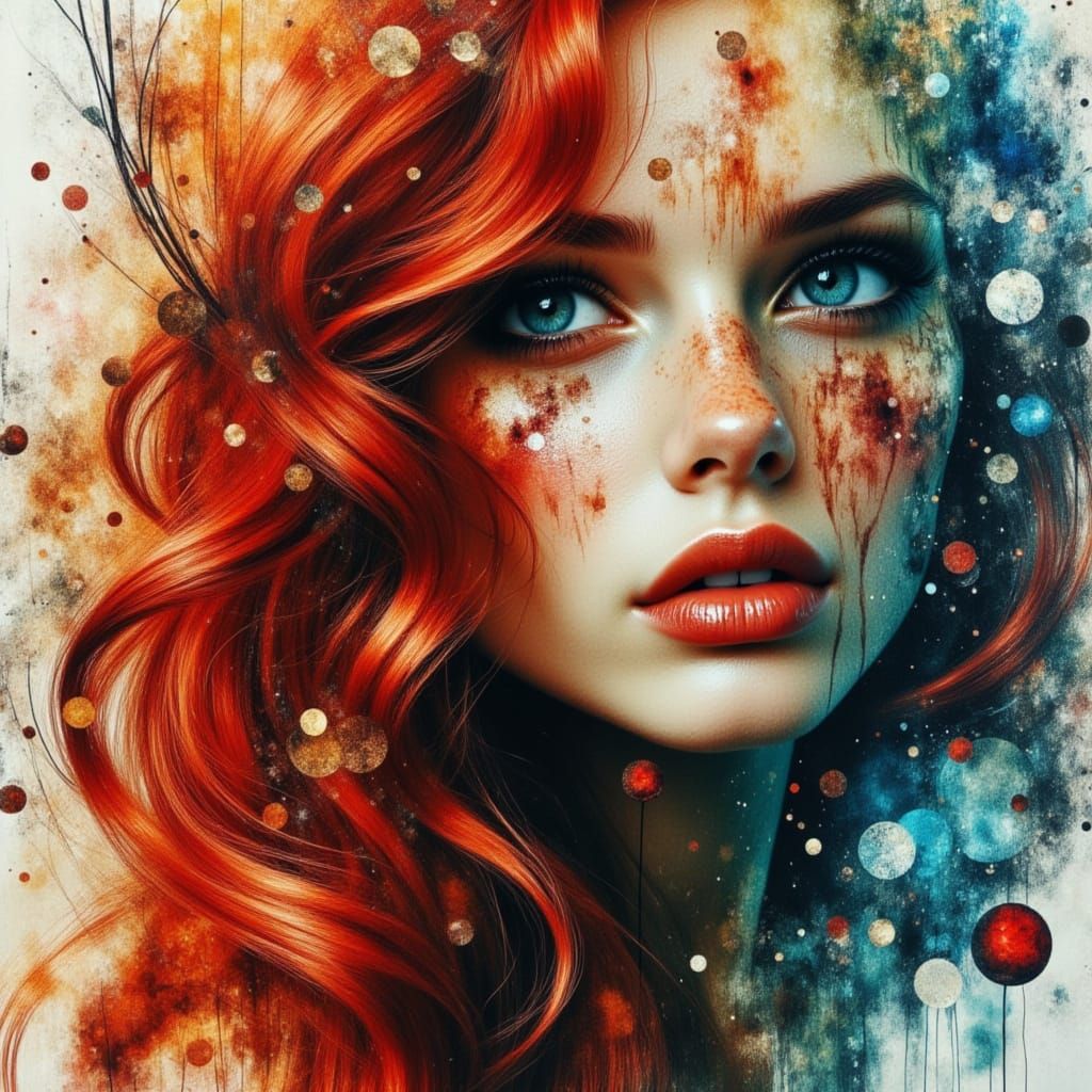 Irish Goddess in Red, Gothic Romanticism with Horror Element...