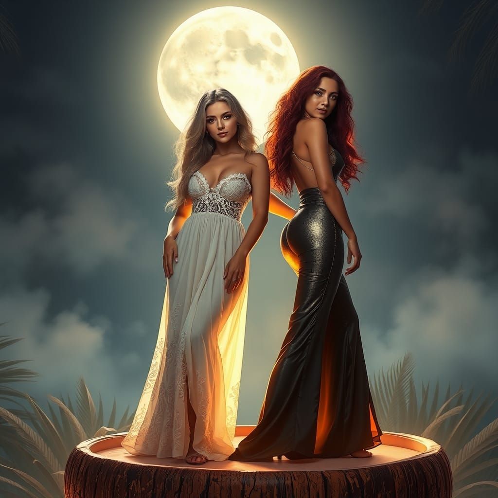 Contrasting Women in Dreamy Fantasy Art Style
