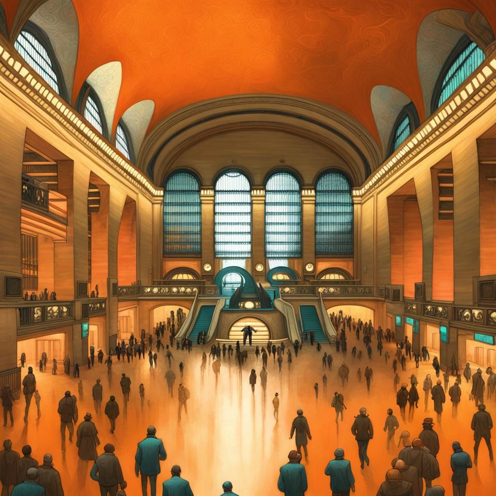 Grand Central Terminal in Surrealist Style