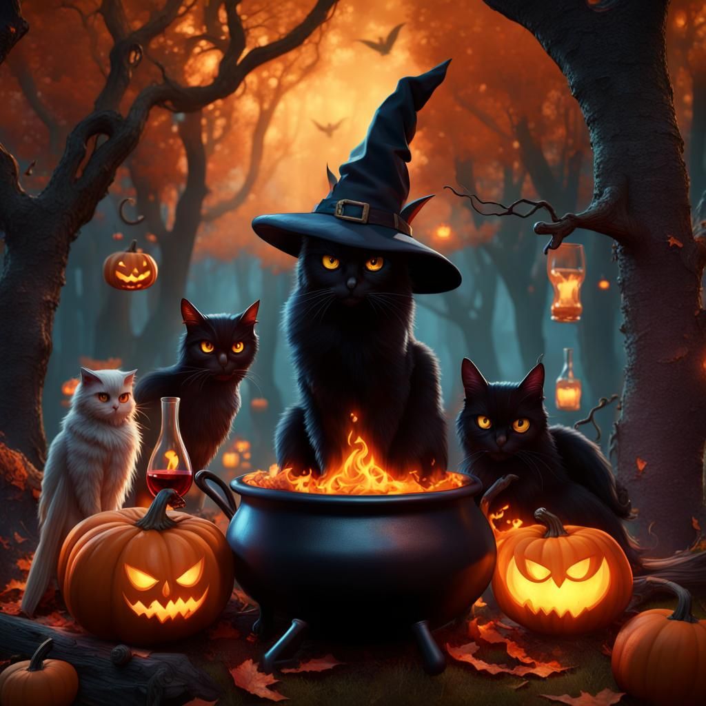 Enchanted Forest Witch Party: Detailed Matte Painting