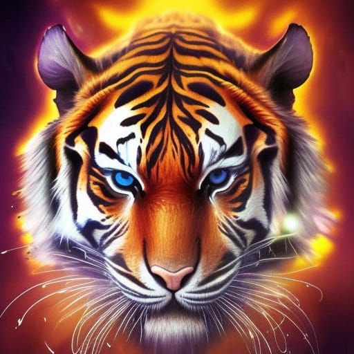 Mystical Tiger Portrait in Hyperdetailed Fantasy Art