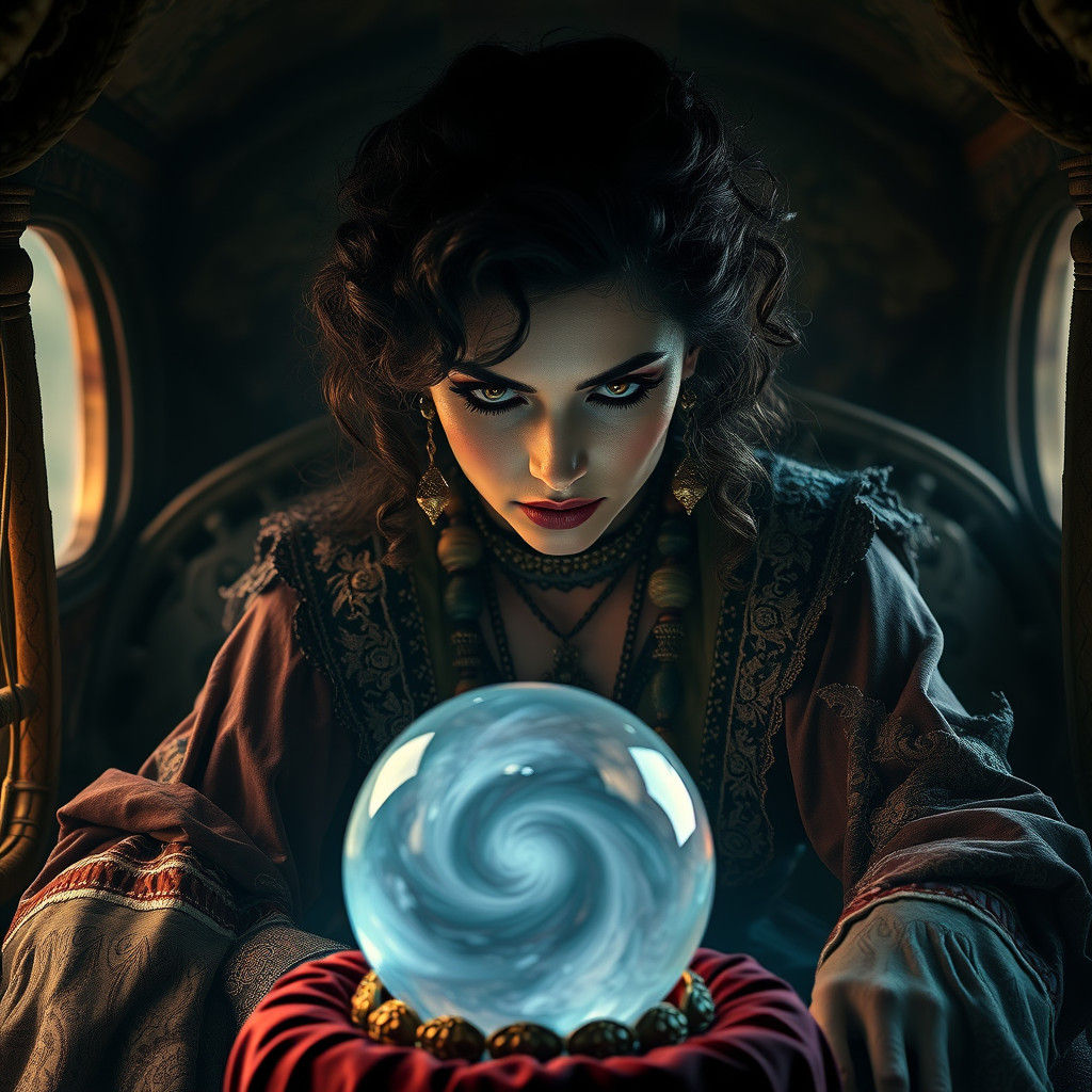 Gypsy Woman Gazing into Crystal Ball