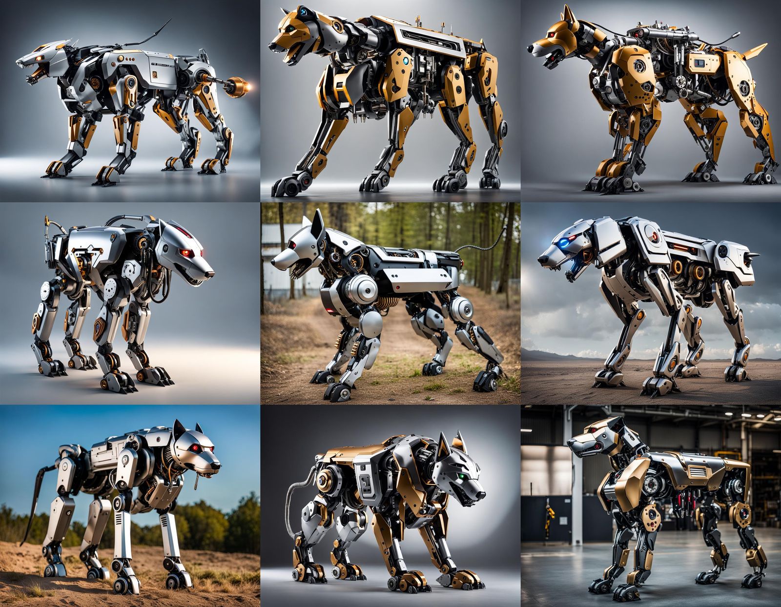robot dog standing on its hind legs, medical mecha canine, m...