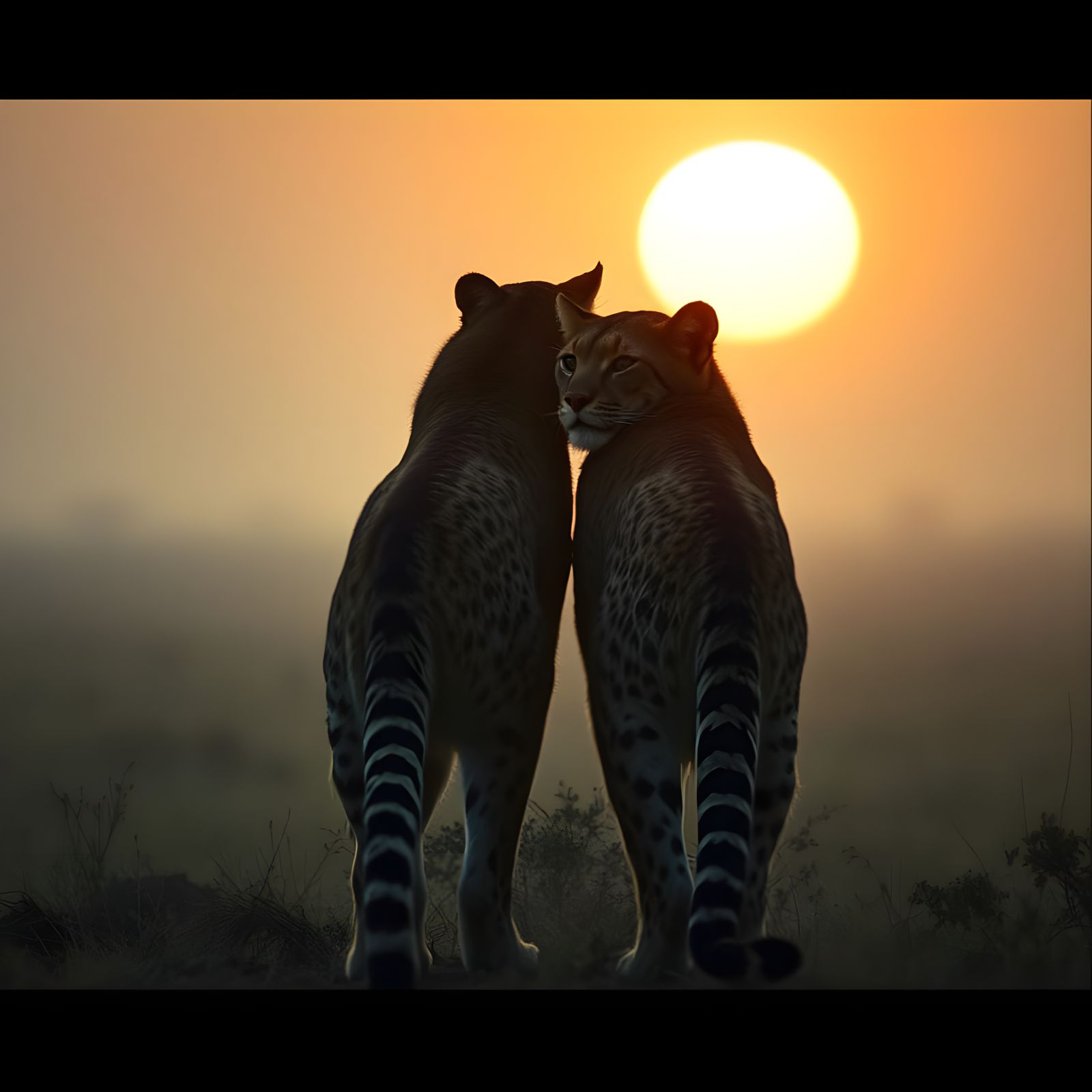 Wild Felines in Cinematic Film Still