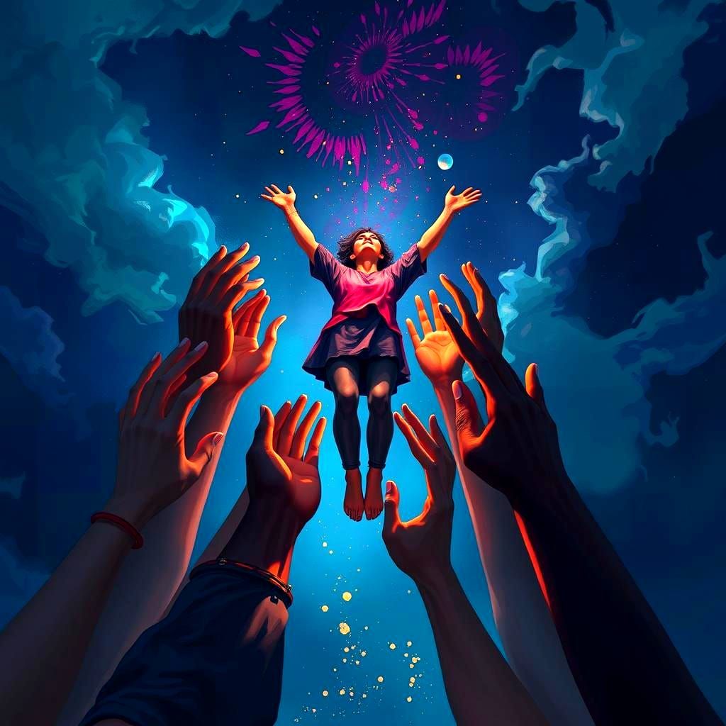 Support System Lifts Person From Darkness