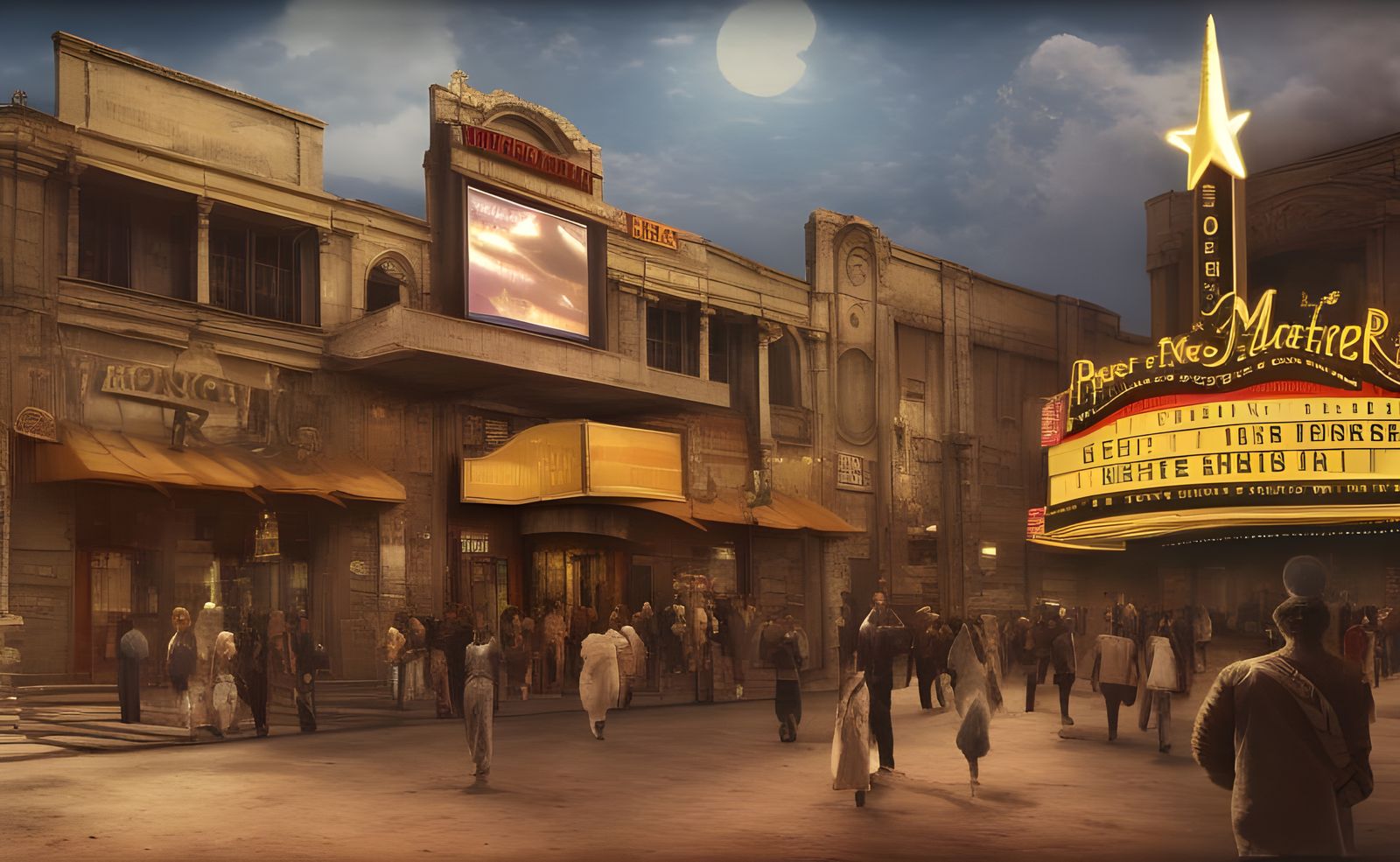 Detailed Matte Painting of a Movie Theatre