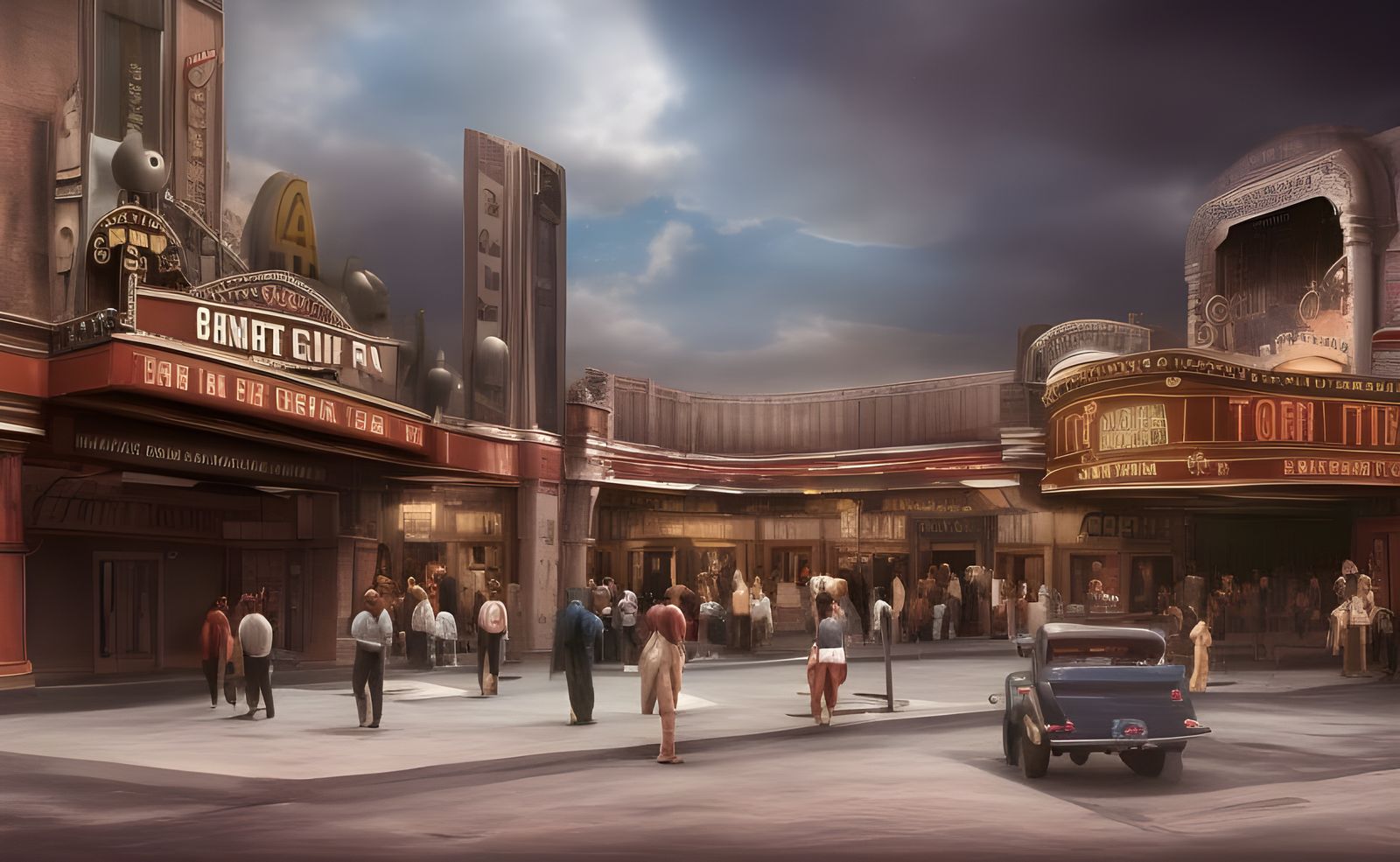 Detailed Matte Painting of a Movie Theatre