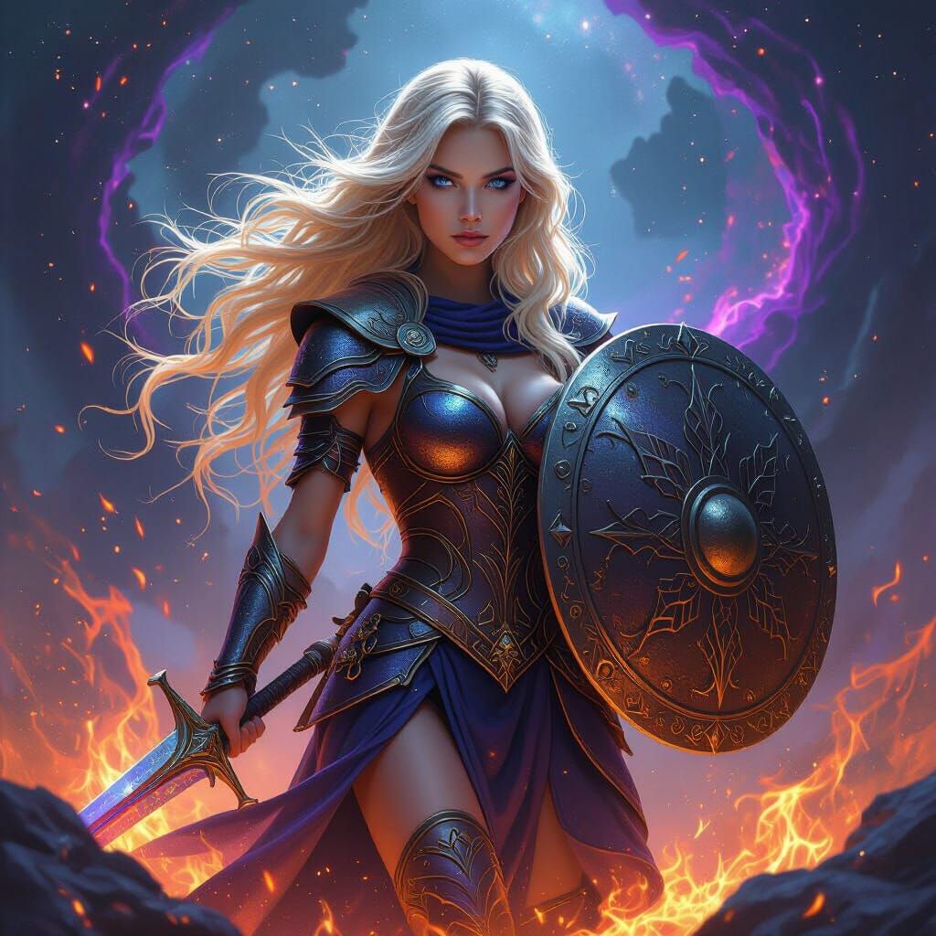 Warrior Emerges from Embers in Epic Fantasy Art