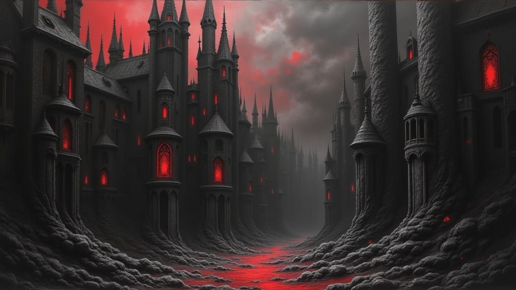 Exoplanet Church of Fear in Dark Cosmic Horror Style