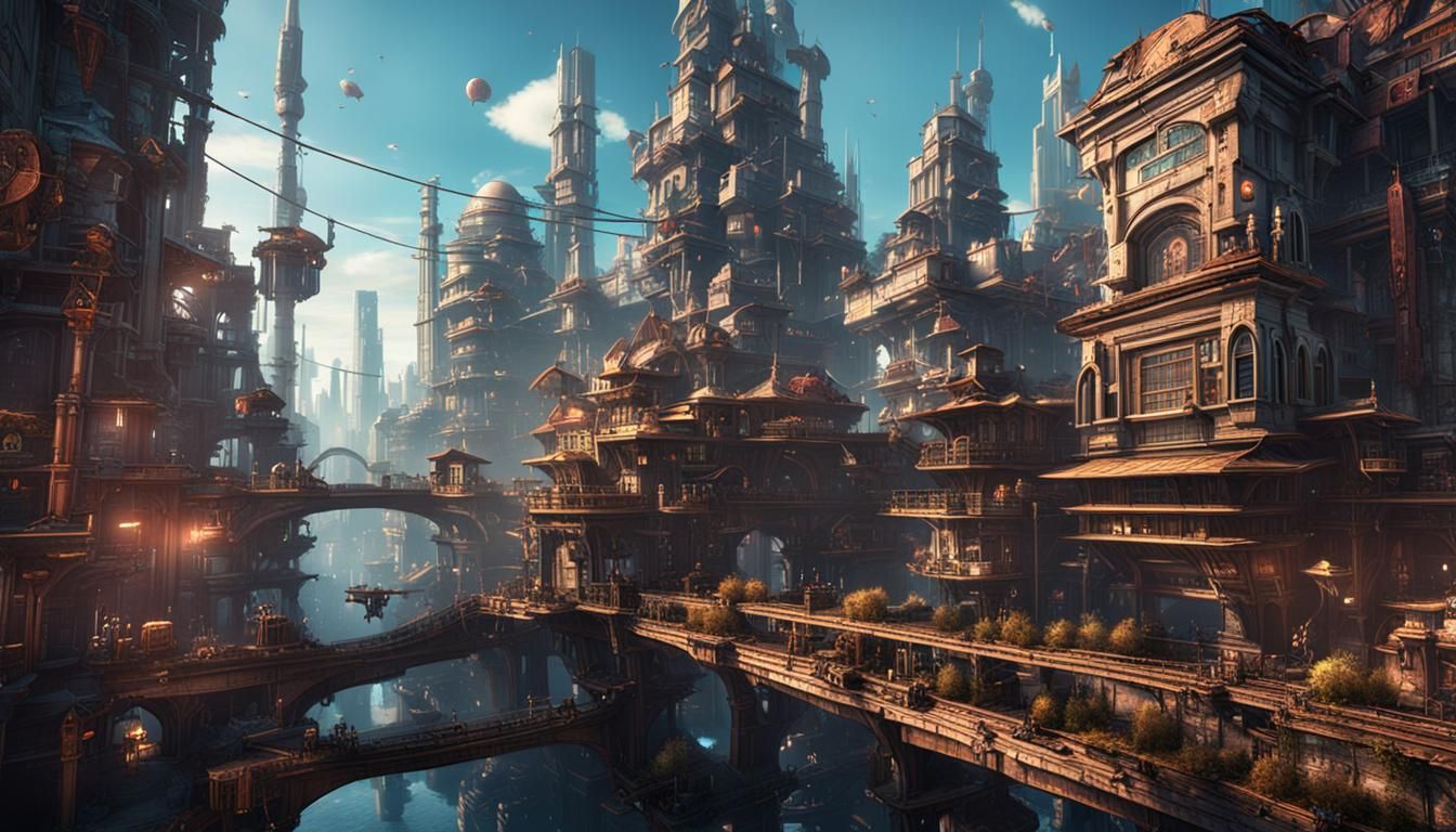 Aetherpunk City: Advanced Technology in Matte Painting