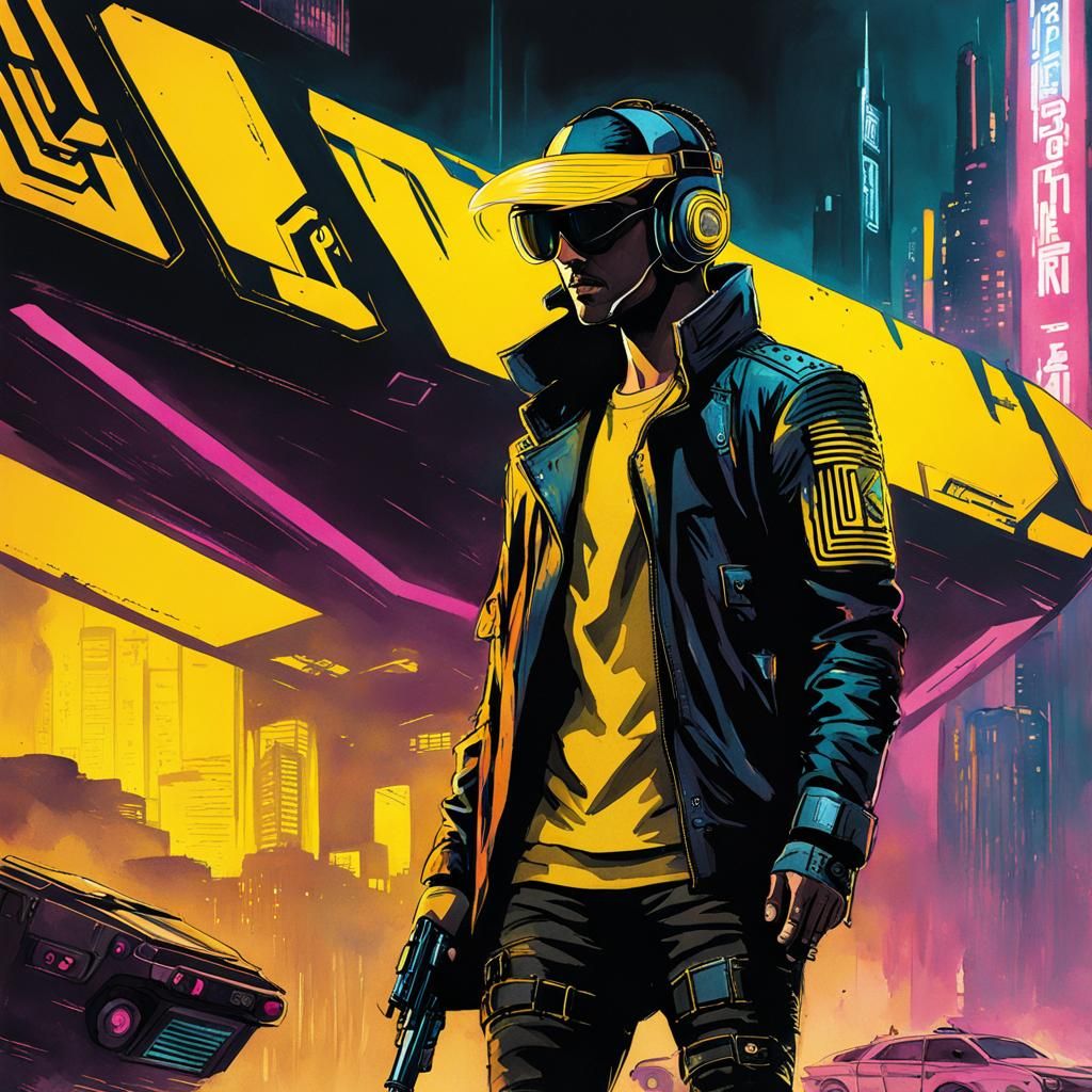 Cyberpunk Edgerunner Watercolor Splash Art