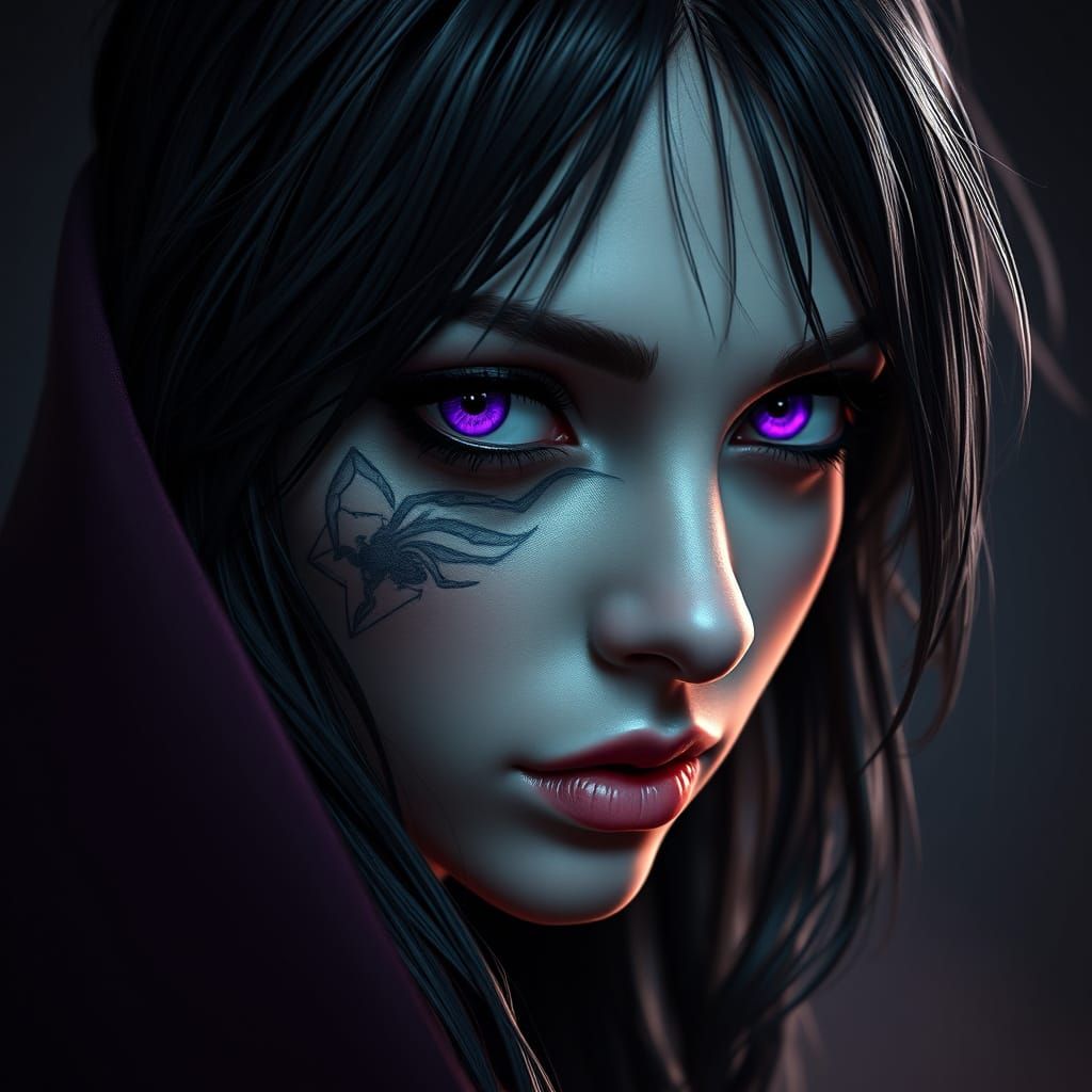 Enigmatic Spider Witch in Art Nouveau Style