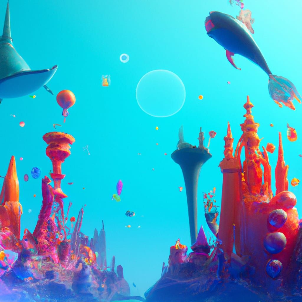 Underwater City with Mermaids in 3D Digital Art