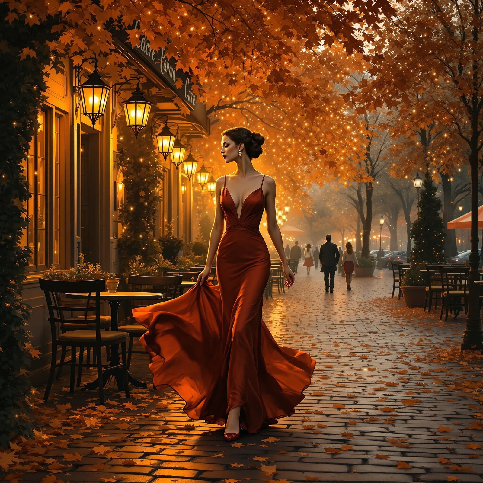 Glamorous Woman in Paris, Art Nouveau Style