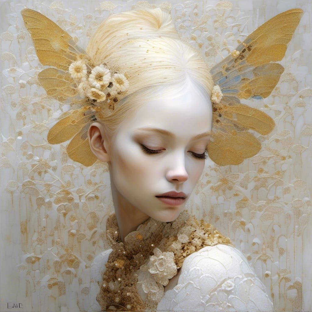 Celestial Man with Dragonfly Wings in Surreal Portrait