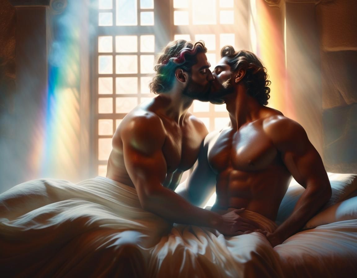 Passionate Kiss Between Greek Gods: Renaissance Style
