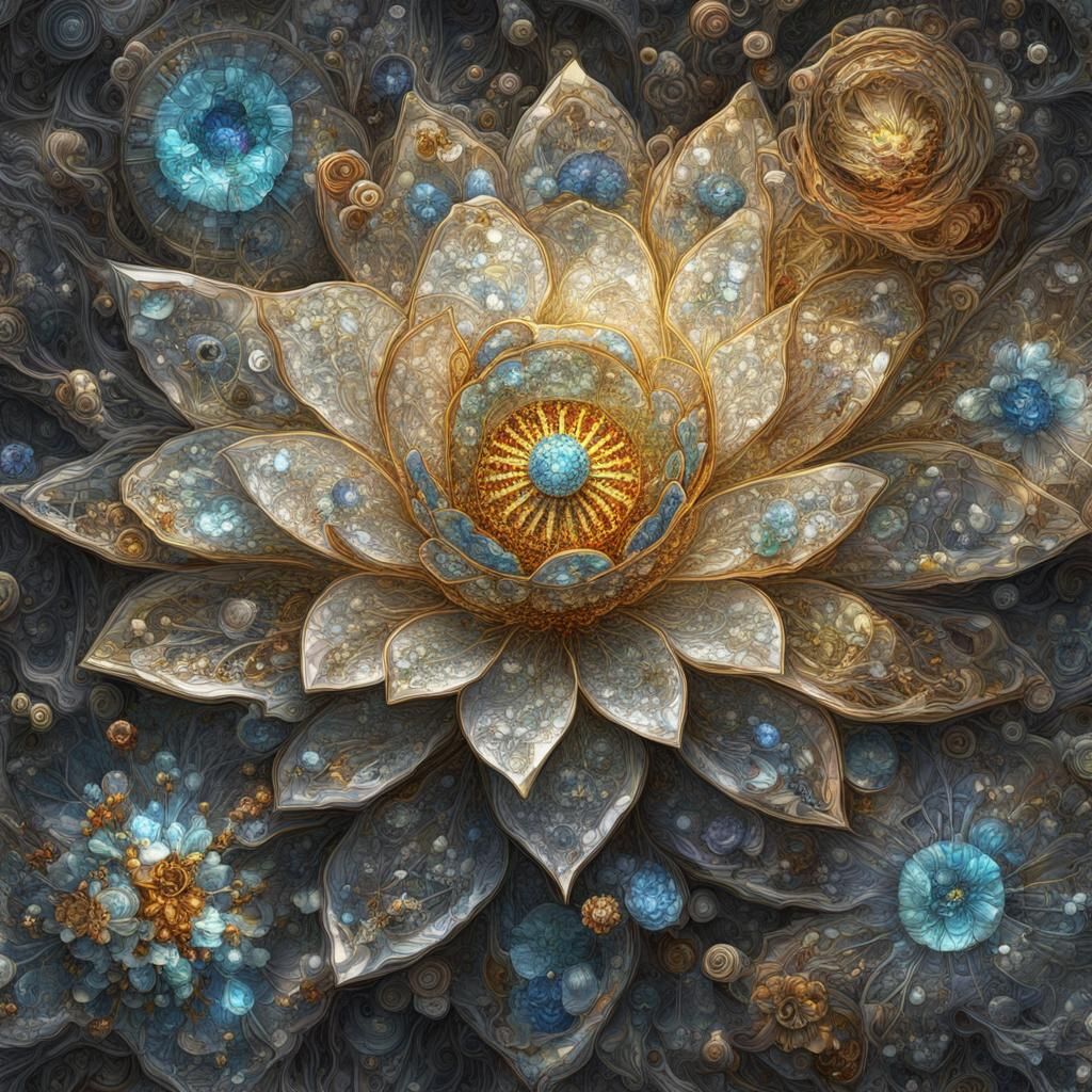 Steampunk Nirvana Flower in Sacral Futurism Style